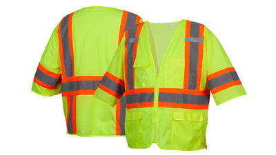 Pyramex RVZ36 Class 3 Mesh Surveyor Hi-Viz Lime Vest
