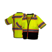 Pyramex- Class 3 Solid And Mesh Surveyor Vest- Contrast Tape & Padded Collar - Hi-Viz Lime