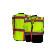 Pyramex-Surveyors Vest-Class 2 Contrast Trim - Lime W/ Black Bottom -2'' Reflective Stripe & Contrasting Trim