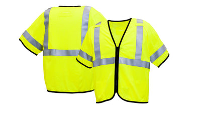 Pyramex RVZF53FR Class 3 Mesh Flame Retardant W/ Zipper Hi-Viz Lime Vest
