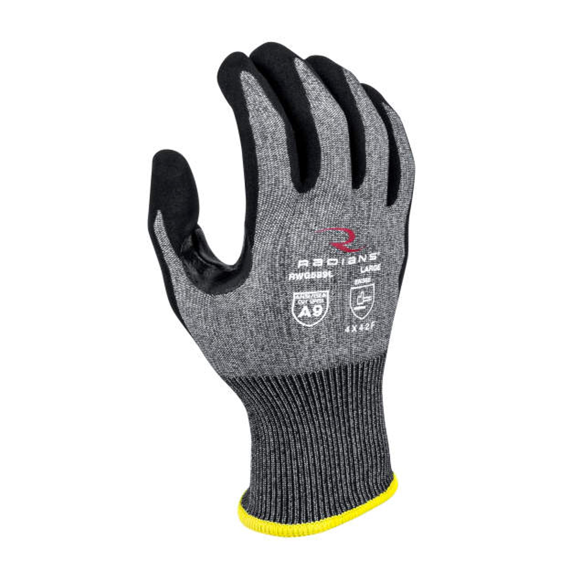 Radians Cut Protection Level A9 Sandy Foam Nitrile Coated Glove - RWG589