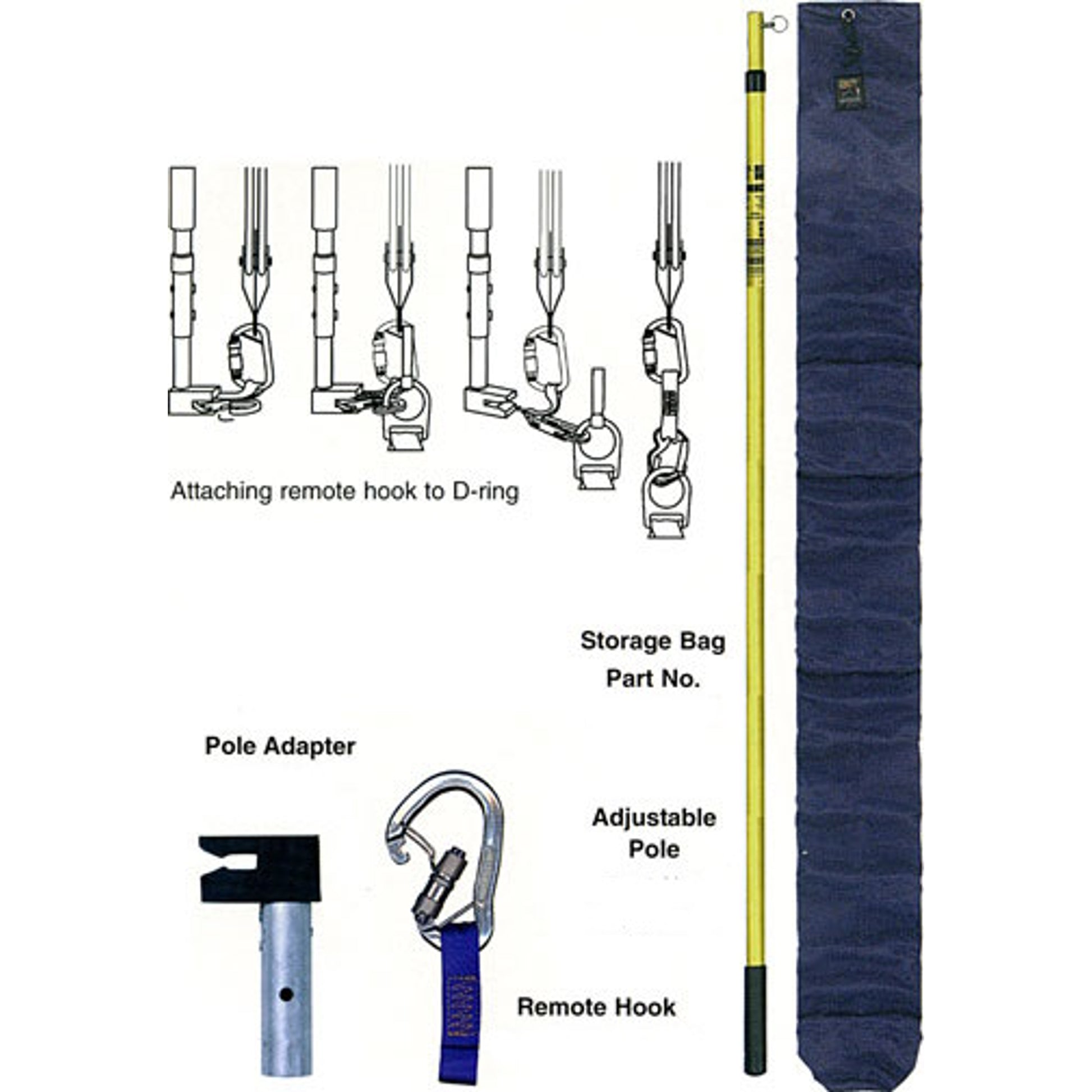 MSA Adjustable Fiberglass Reach Rescue Pole - 8 ft. to 24ft. - SFP675012