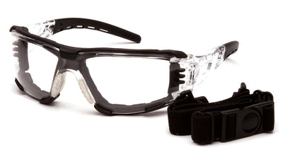 Pyramex Fyxate Black Frame Clear H2Max Anti-Fog Lens With Foam Padding Safety Eyewear