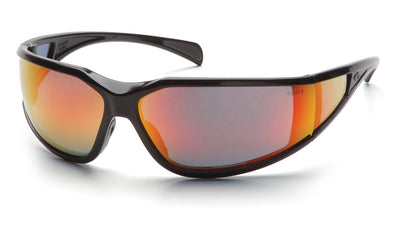 Pyramex Exeter Glossy Black Frame/Sky Red Mirror Anti-Fog Lens Safety Eyewear