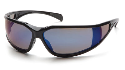 Pyramex Exeter Glossy Black Frame/Blue Mirror Anti-Fog Lens Safety Eyewear
