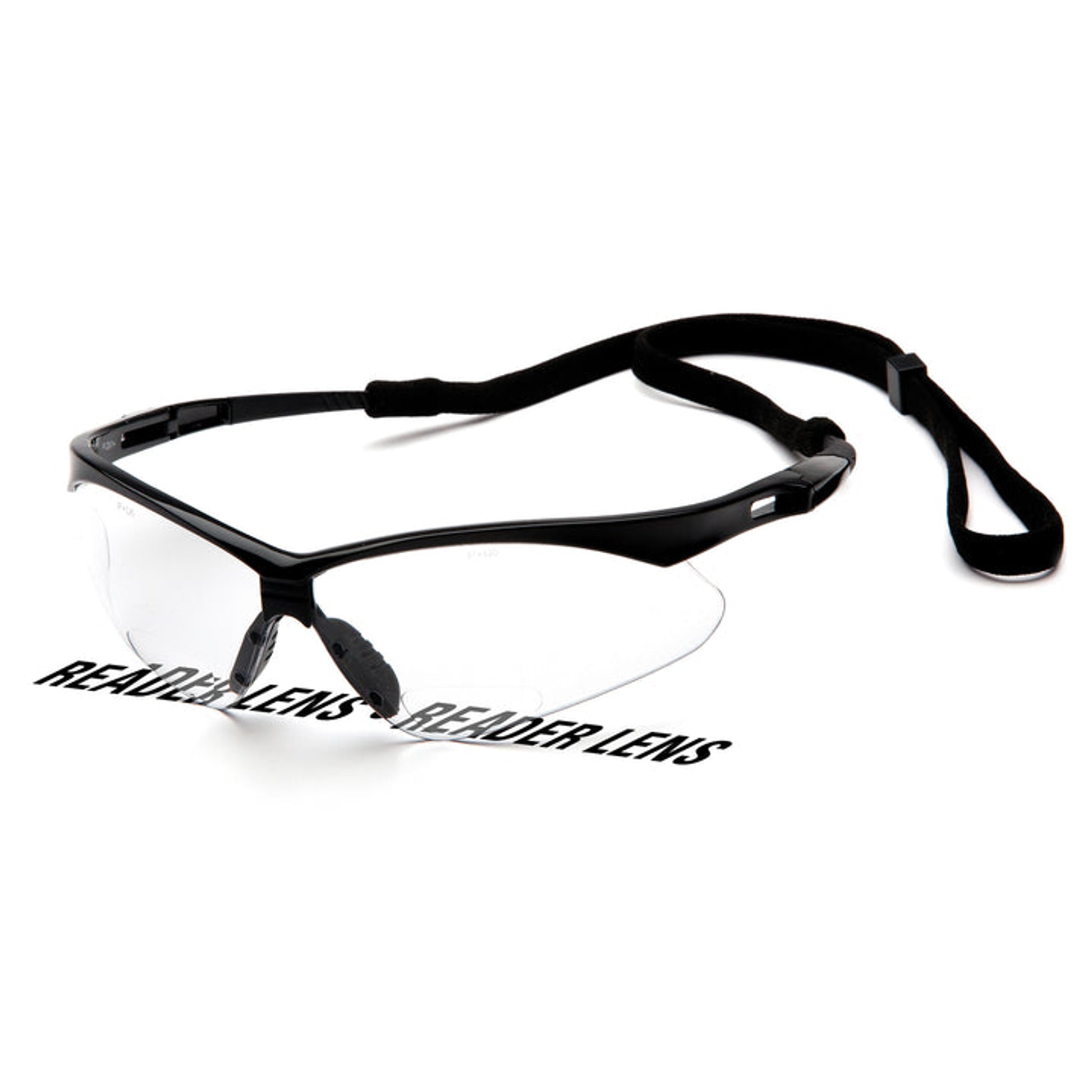 Pyramex - PMXTREME Readers - Black Frame/Clear +2.5 Reader Lens with Black Cord - 6/Pair