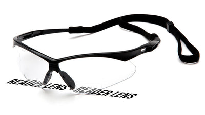 Pyramex PMXTREME Readers Black Frame/Clear +2.5 Reader Lens With Black Cord Safety Eyewear