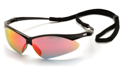 Pyramex PMXTREME Black Frame/Ice Orange Mirror Lens With Black Cord Safety Eyewear