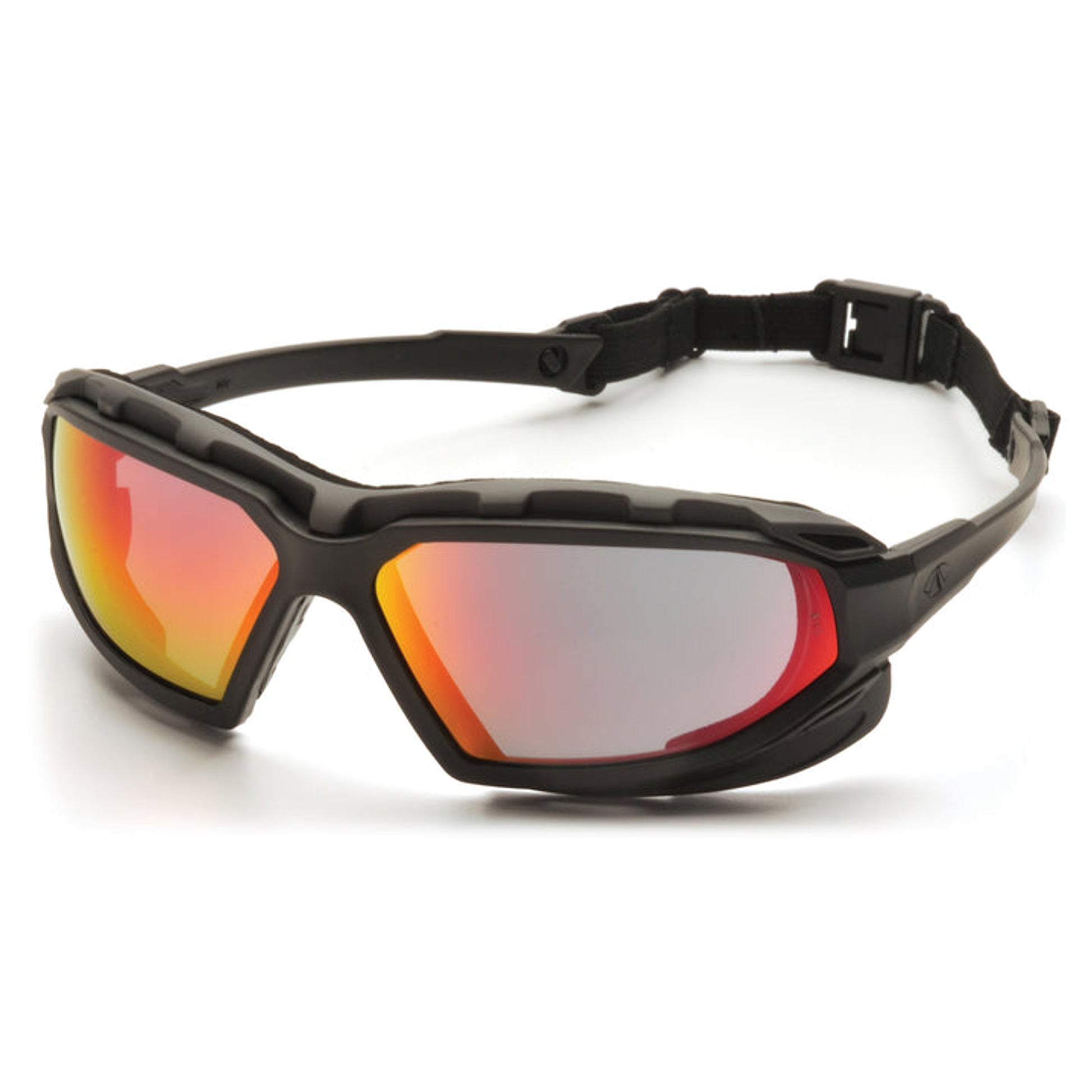 Pyramex - Highlander Plus - Black-Gray Frame/Sky Red Mirror Anti-Fog Lens - 12/Pair