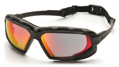 Pyramex Highlander Plus Black Gray Frame/Sky Red Mirror Anti-Fog Lens Safety Eyewear