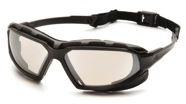 Pyramex - Highlander Plus - Black-Gray Frame/Indoor-Outdoor Mirror Anti-Fog Lens - 12/Pair