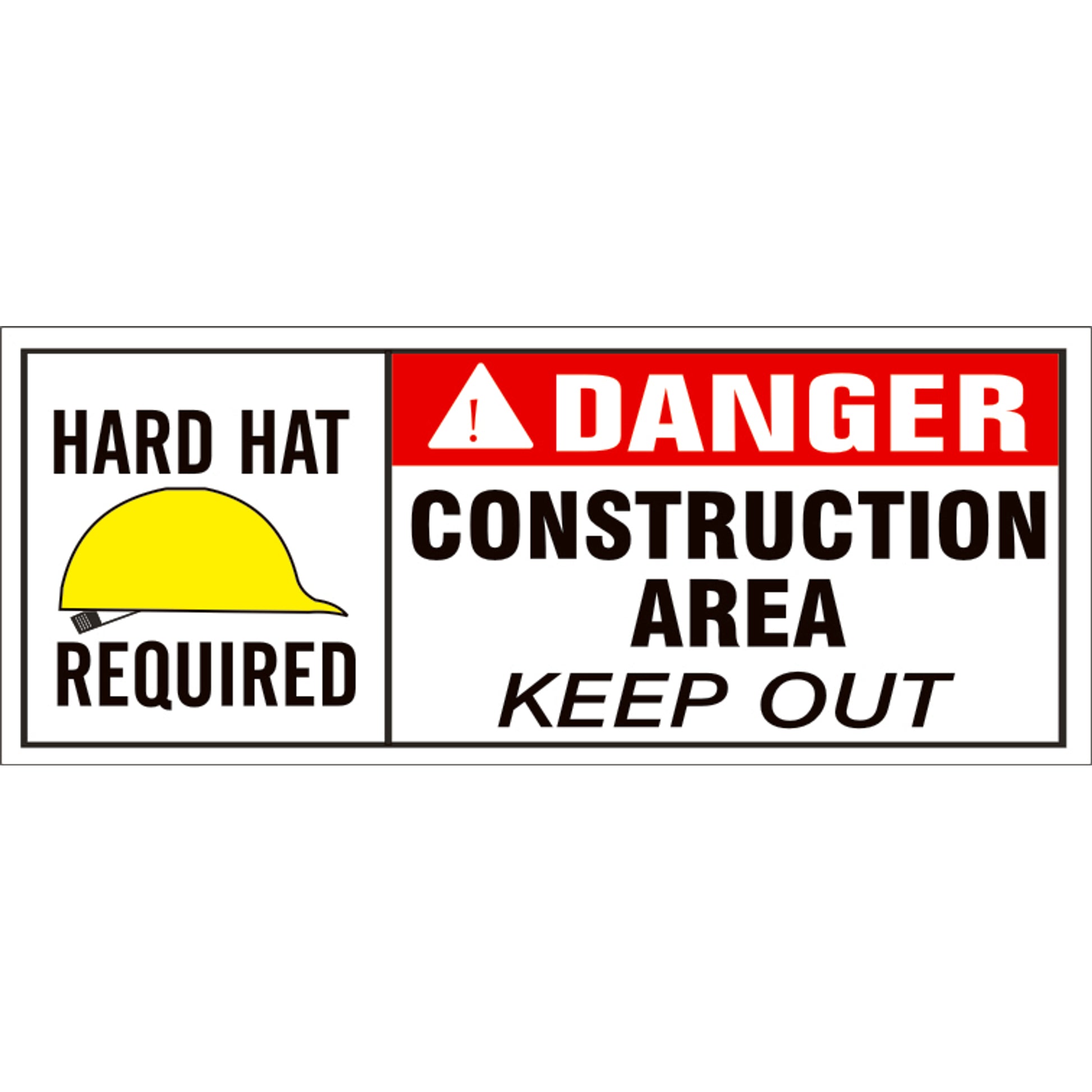 HARD HAT REQUIRED  DANGER CONSTRUCTION AREA KEEP OUT- REINFORCED WHITE - HARD HAT REQUIRED  DANGER CONSTRUCTION AREA KEEP OUT- REINFORCED WHITE, 48x120, Banner