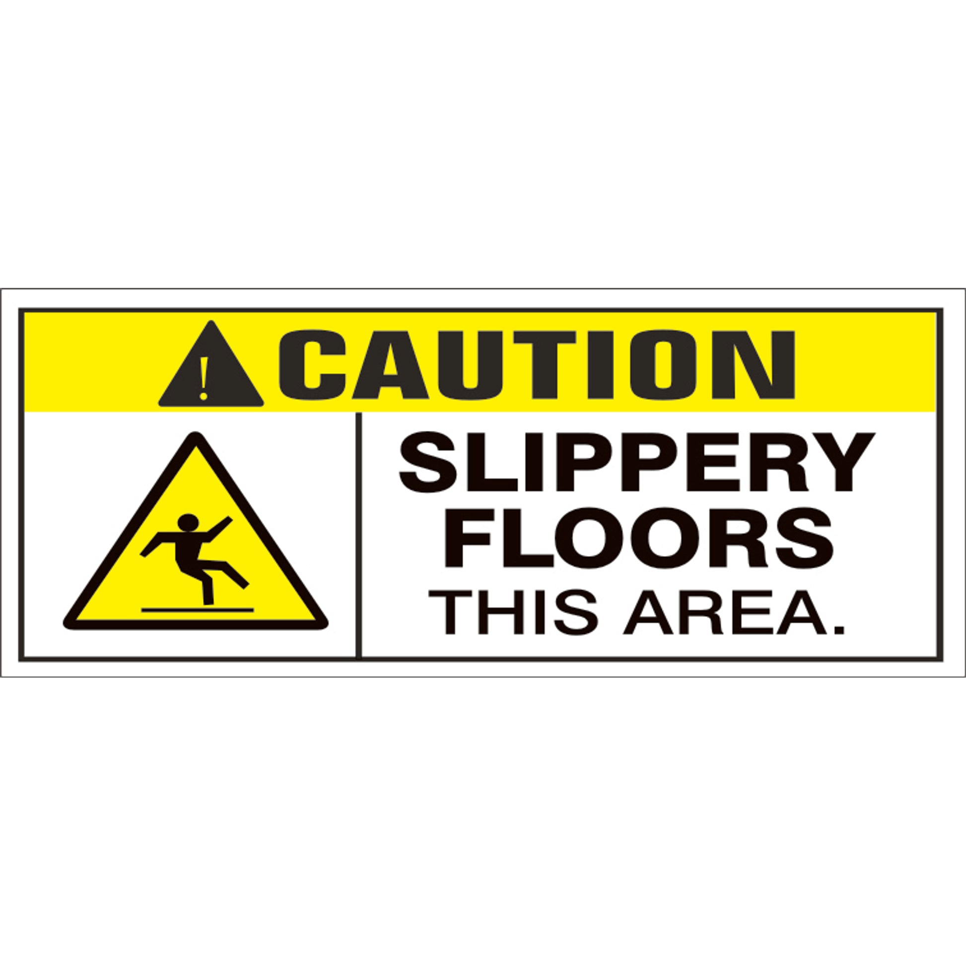 CAUTION SLIPPERY FLOORS THIS AREA WITH PICTO - REINFORCED WHITE VINYL - CAUTION SLIPPERY FLOORS THIS AREA WITH PICTO - REINFORCED WHITE VINYL, 48x120, Banner