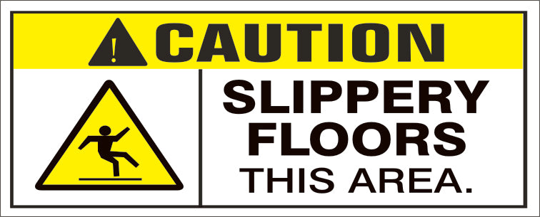 CAUTION SLIPPERY FLOORS THIS AREA WITH PICTO - REINFORCED WHITE VINYL - CAUTION SLIPPERY FLOORS THIS AREA WITH PICTO - REINFORCED WHITE VINYL, 48x120, Banner