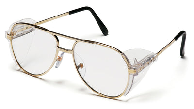 Pyramex Pathfinder Gold Metal Frame/Clear Lens Safety Eyewear