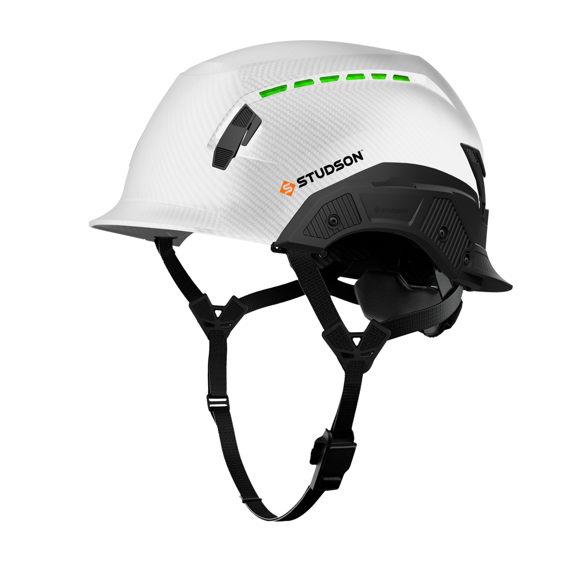 Studson SHK-1 Vented Class C Type II -  White Carbon HD Safety Helmet