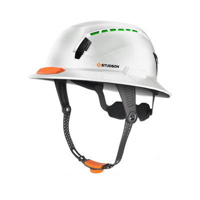 Studson Full Brim Vented - HD White Carbon Type II  Orange HighBar - SHK1-FB-CWCF-OHB