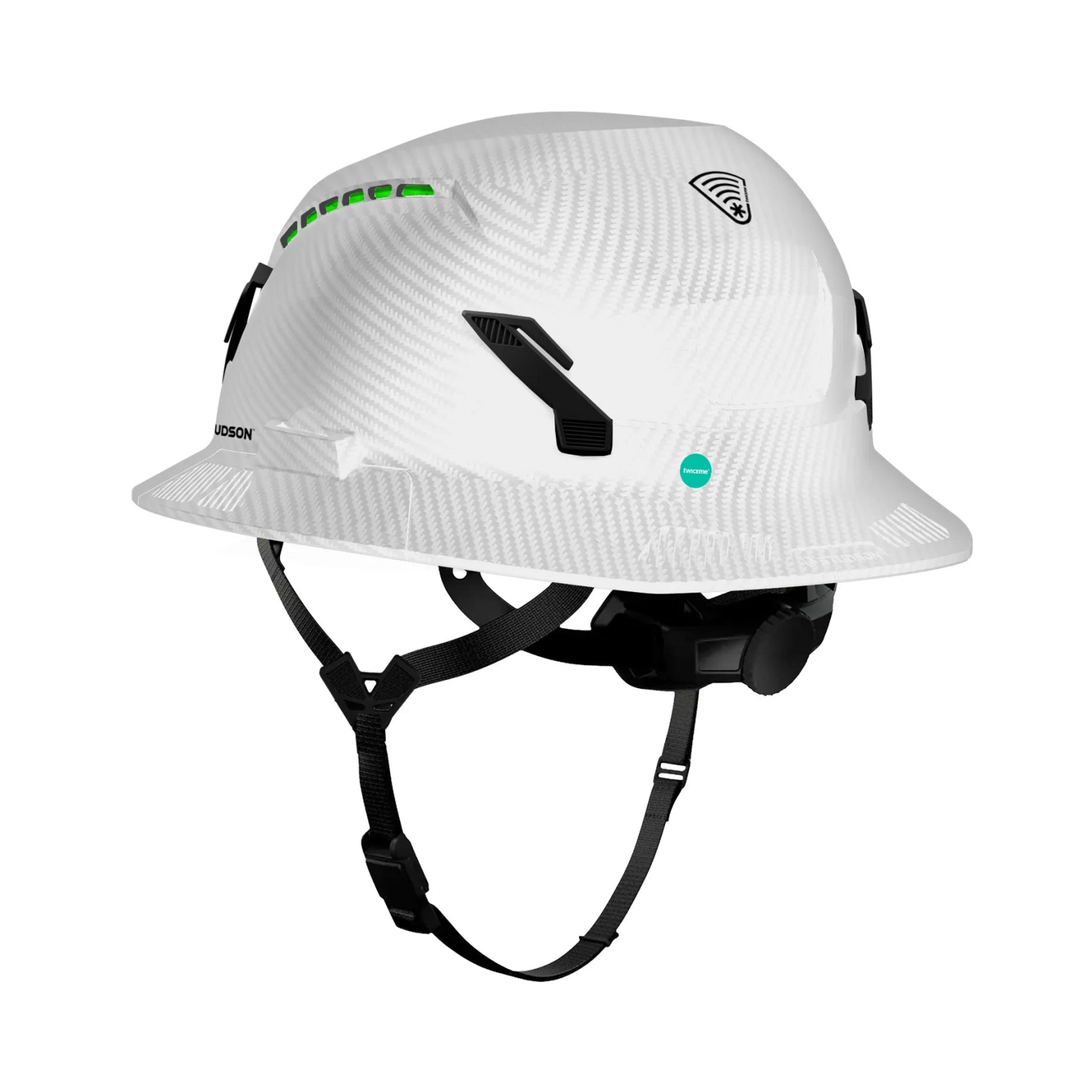 Studson SHK-1 Vented Full Brim Class C Type II - White Carbon HD Safety Helmet