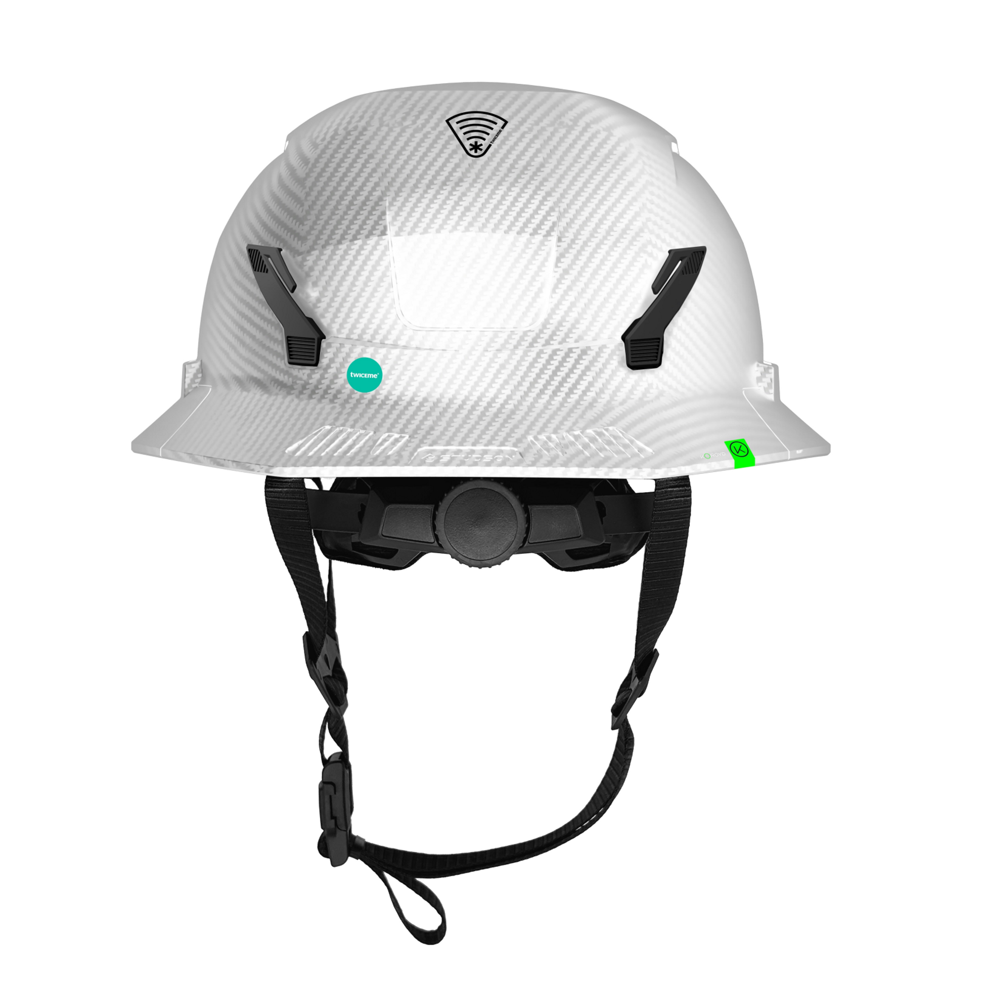 Studson SHK-1 Vented Full Brim Class C Type II - White Carbon HD Safety Helmet