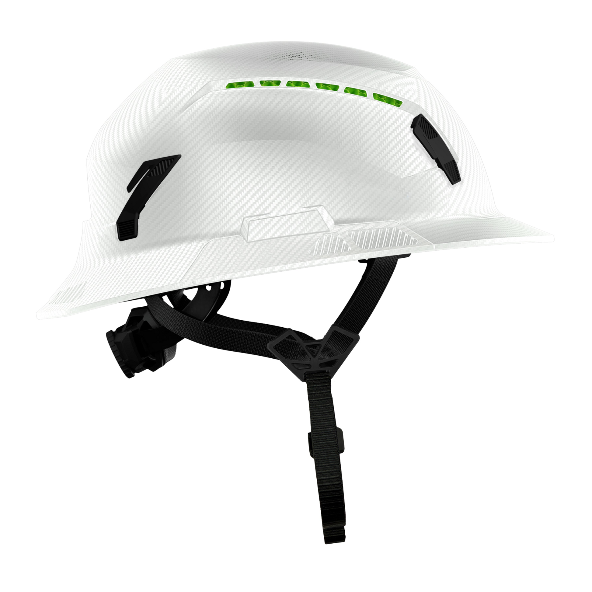 Studson SHK-1 Vented Full Brim Class C Type II - White Carbon HD Safety Helmet