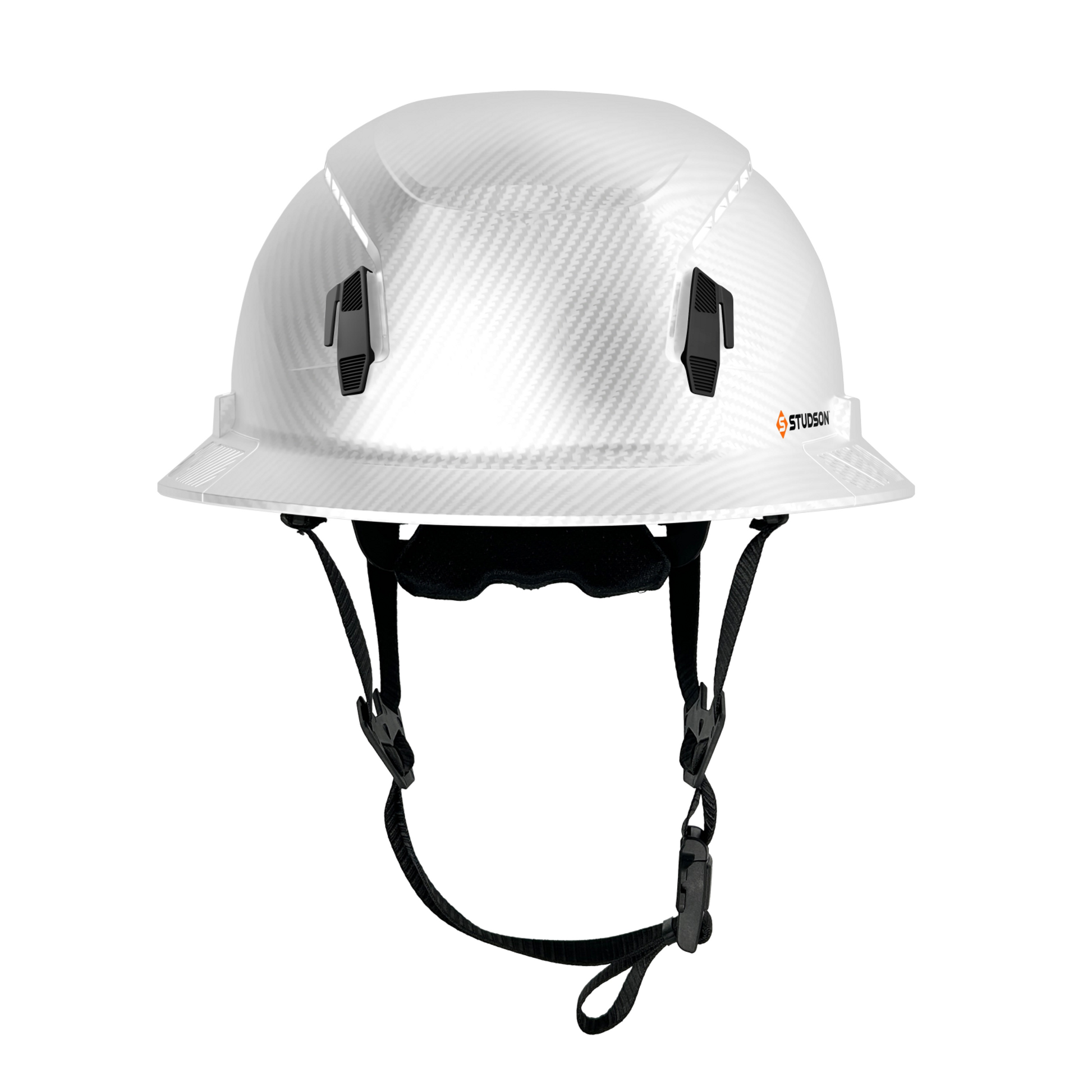 Studson SHK-1 Vented Full Brim Class C Type II - White Carbon HD Safety Helmet