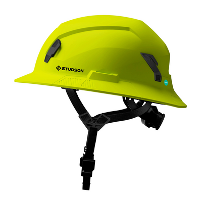 Studson SHK-1 Non-Vented Full Brim Class E Type II - Hi-Vis Yellow Safety Helmet