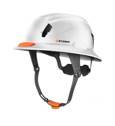 Studson Full Brim Non-Vented - HD White Carbon Type II  Orange HighBar - SHK1-FB-EWCF-OHB