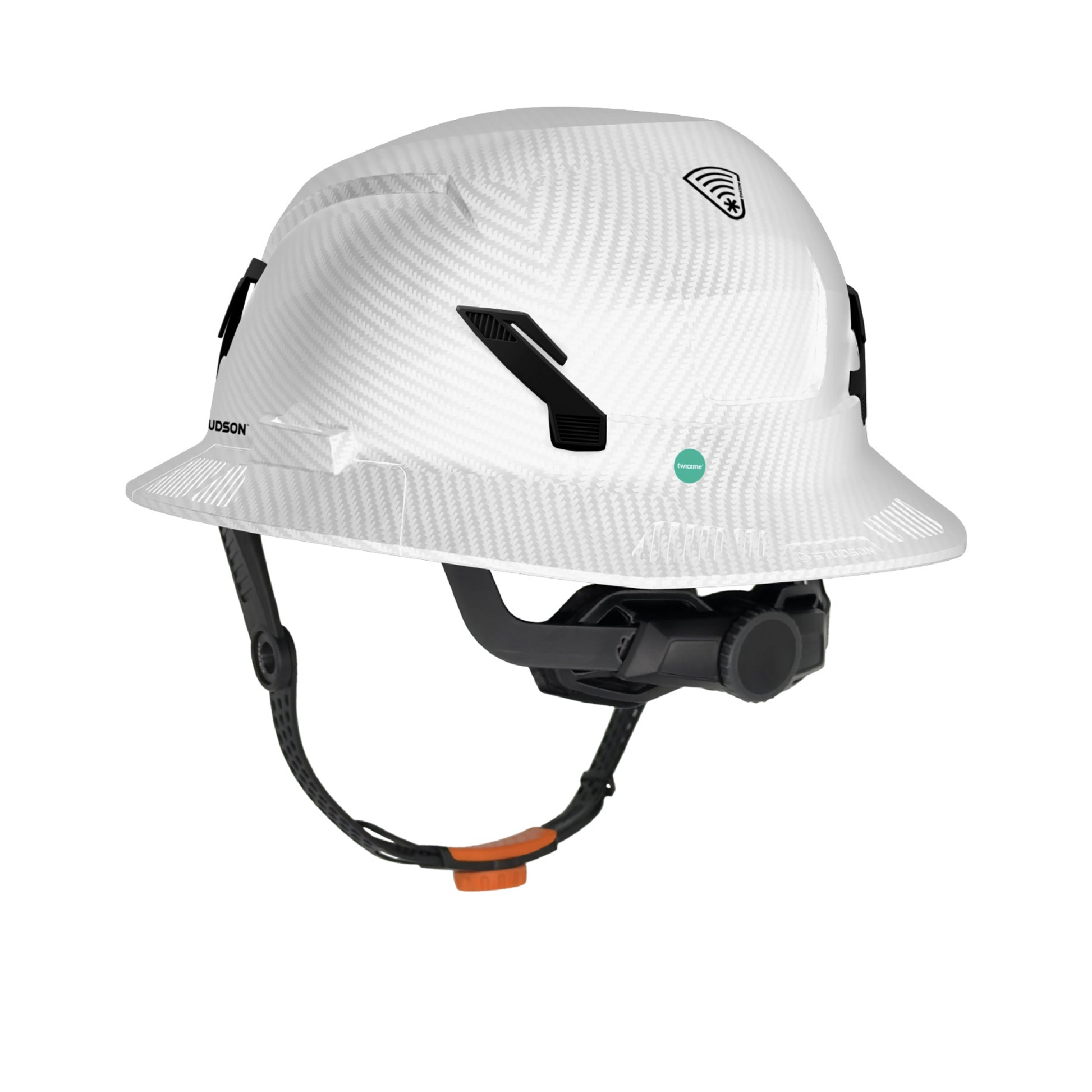Studson Full Brim Non-Vented - HD White Carbon Type II  Orange HighBar - SHK1-FB-EWCF-OHB