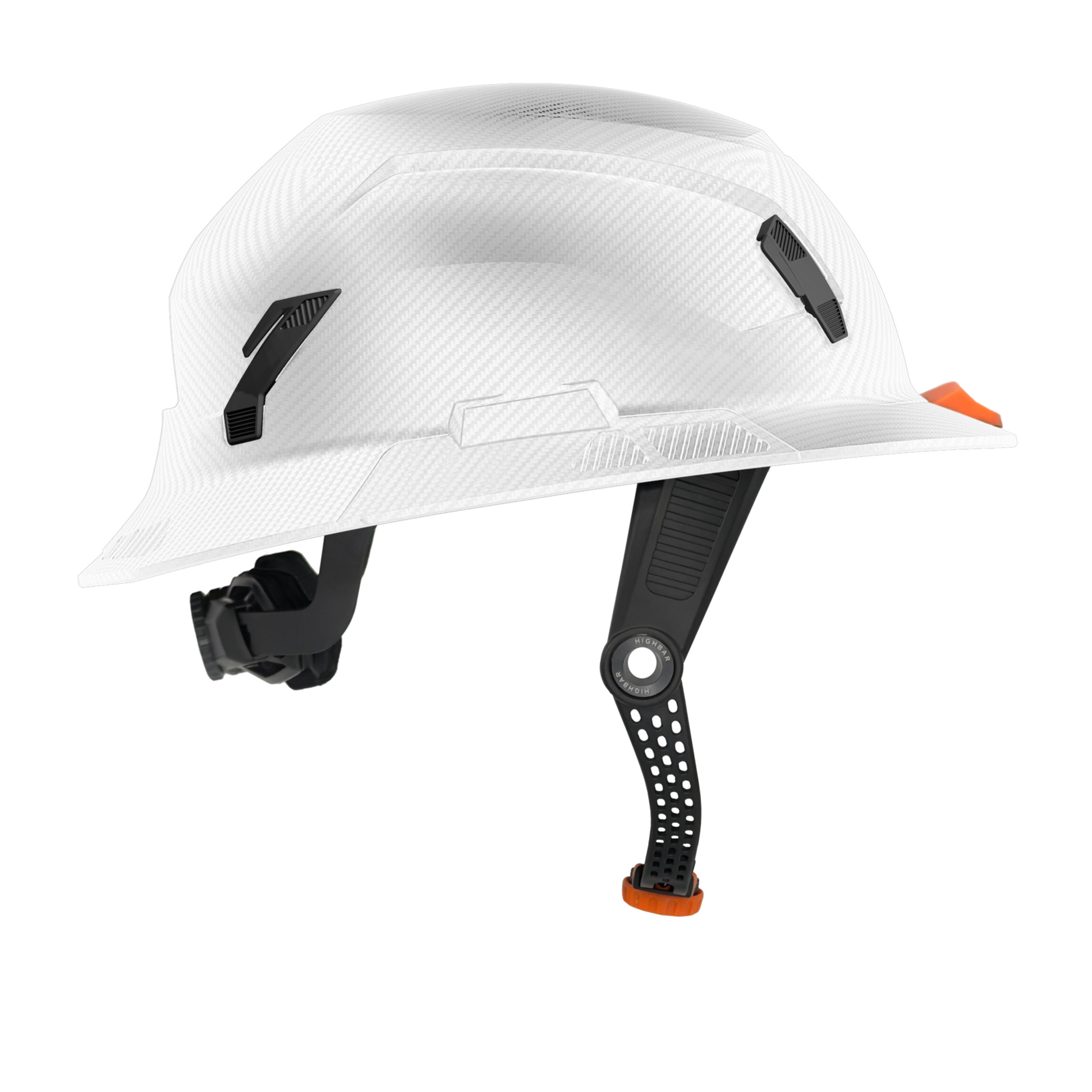 Studson Full Brim Non-Vented - HD White Carbon Type II  Orange HighBar - SHK1-FB-EWCF-OHB