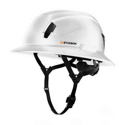 Studson SHK-1 Non-Vented Full Brim Class E Type II -  White Carbon HD Safety Helmet
