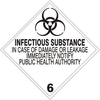 PICTO INFECTIOUS SUBSTANCE IN CASE OF DAMAGE OR LEAKAGE IMMEDIATELY