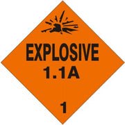 EXPLOSIVE PICTO  EXPLOSIVE 1.1A   CLASS 1 - EXPLOSIVE PICTO  EXPLOSIVE 1.1A   CLASS 1, 4X4, Adhesive Vinyl