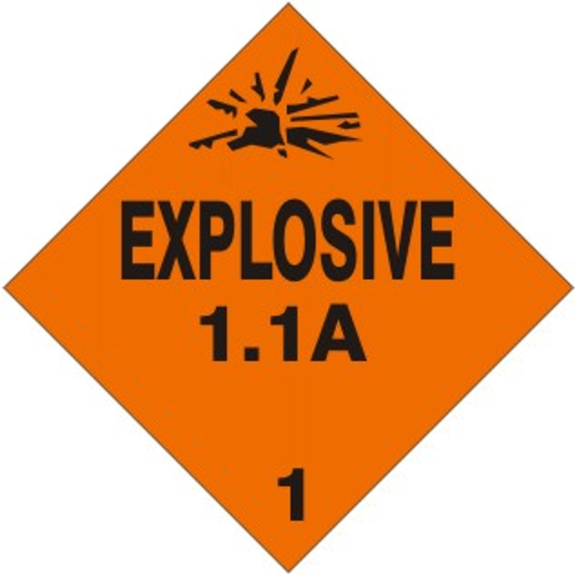 EXPLOSIVE PICTO  EXPLOSIVE 1.1A   CLASS 1 - EXPLOSIVE PICTO  EXPLOSIVE 1.1A   CLASS 1, 4X4, Adhesive Vinyl