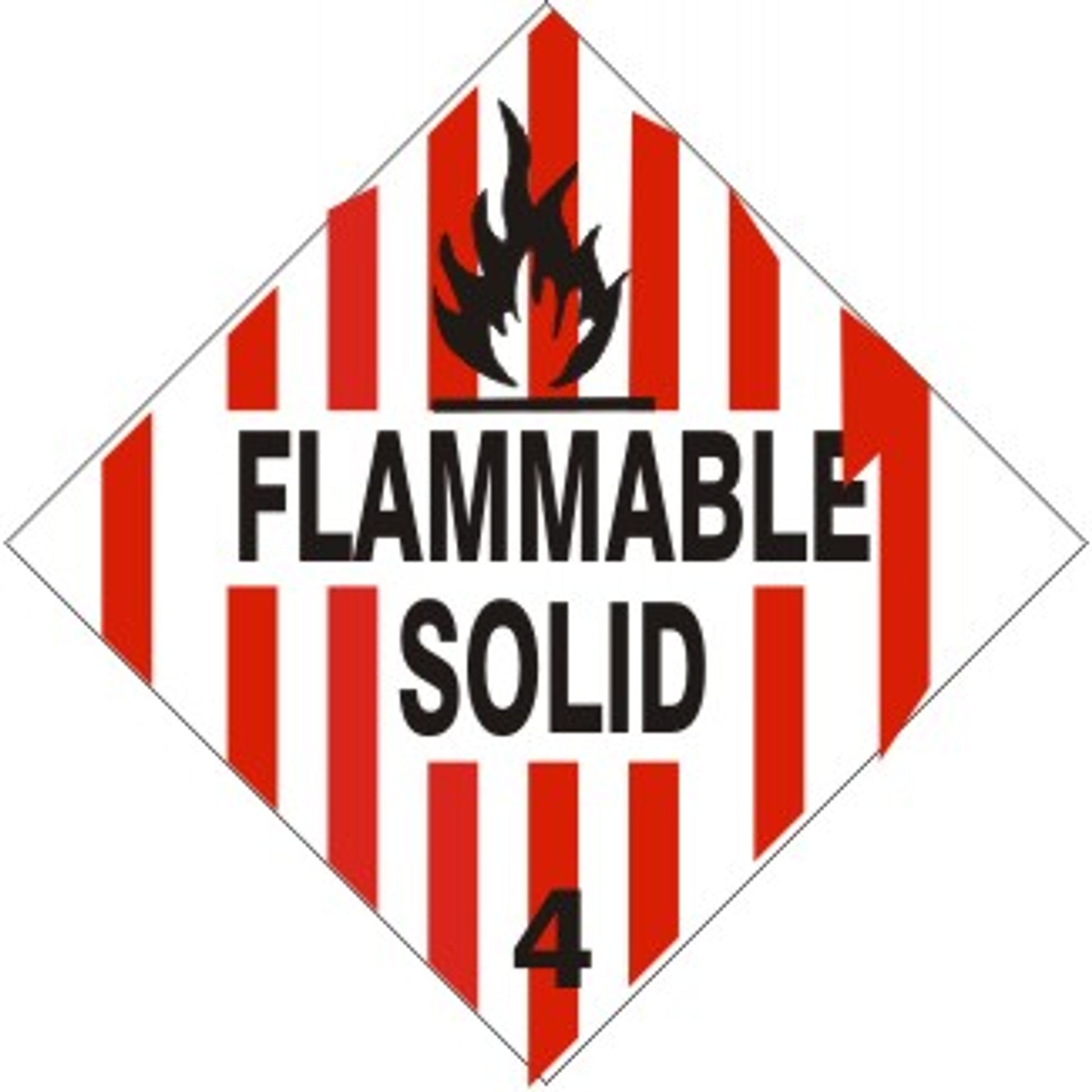 FLAME FLAMMABLE SOLID  4 PICTO - SHIPPING LABEL ROLL - FLAME FLAMMABLE SOLID  4 PICTO - SHIPPING LABEL ROLL, 4x4, Adhesive Vinyl