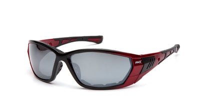 Pyramex Atrex Red Frame/Silver Mirror Lens - Foam Padded Safety Eyewear
