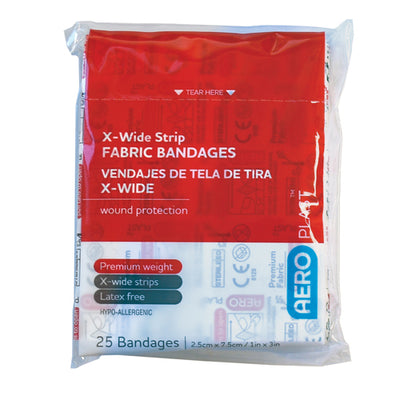 AERO AEROPLAST Fabric X-Wide Strip Bandages 1in x 3in 25/pack - AFP60125