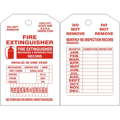 FIRE EXTINGUISHER TAGS - FIRE EXTINGUISHER TAGS, 6X3, Synthetic