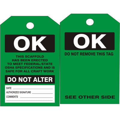 SCAFFOLD OK TAGS - SCAFFOLD OK TAGS, 6X3, Synthetic