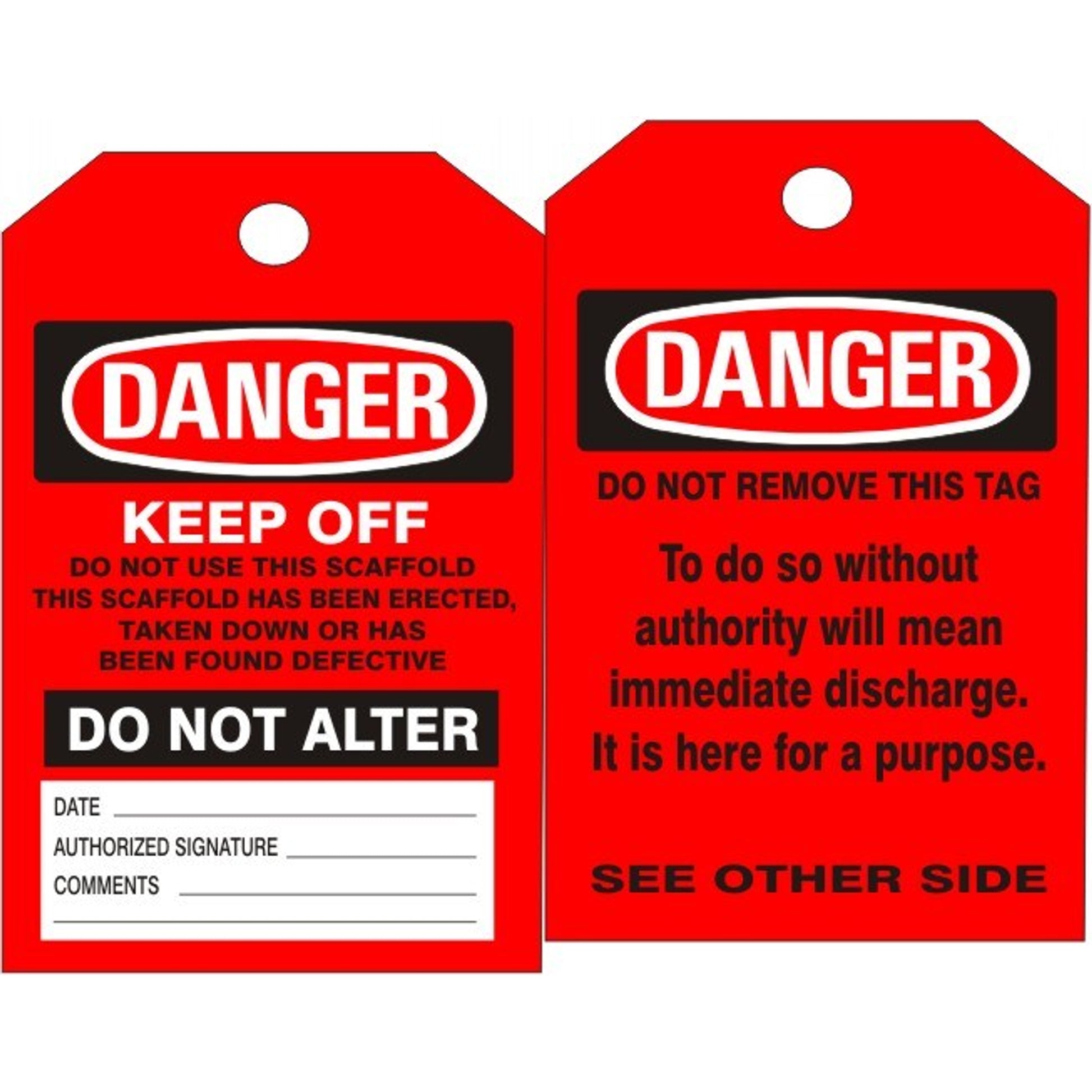 DANGER SCAFFOLD TAGS - DANGER SCAFFOLD TAGS, 6X3, Synthetic