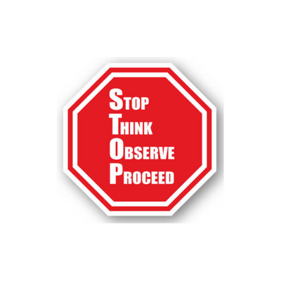 30" OCTAGON SIGNS -  Octagon Sign - Stop Think Observe Proceed - LS-SIGN 900 #0023 -UEN
