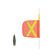 Warning Whip - Heavy Duty - Super Whip - 6' - Lighted - 12" Orange Flag - Yellow X - Solid Amber 12 LED - SW6