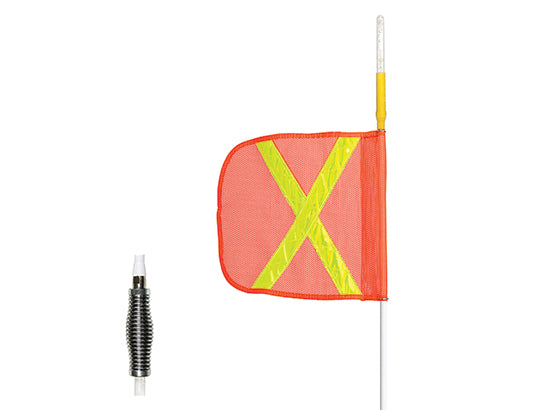 Warning Whip - Heavy Duty - Super Whip - 6' - Lighted - 12" Orange Flag - Yellow X - Solid Amber 12 LED - SW6