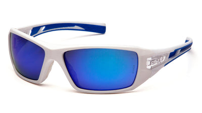 Pyramex Velar White/Blue Frame/Ice Blue Mirror Lens Safety Eyewear