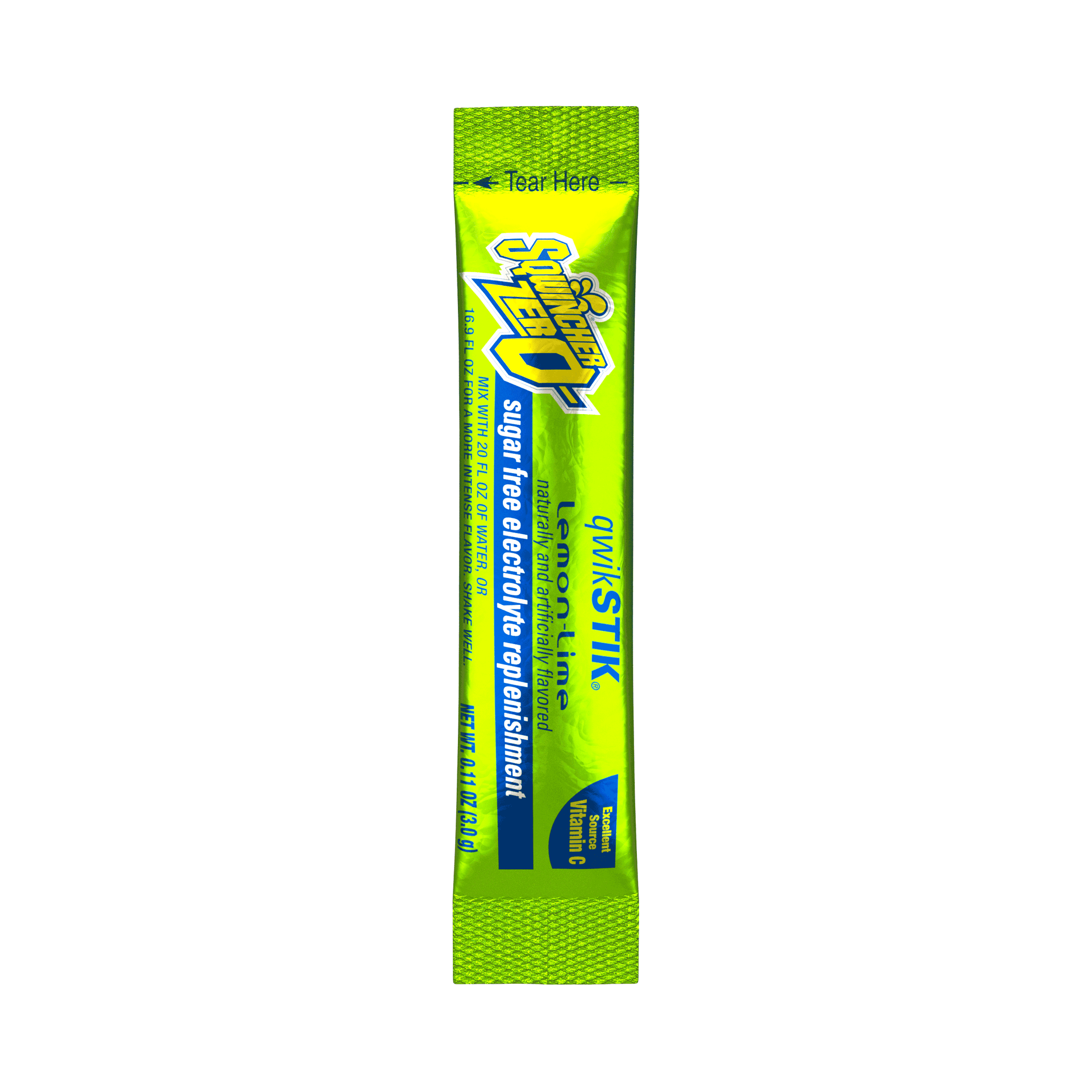 Sqwincher Qwik Stik Zero Sugar Free Single Serve 20 oz Yield Packs - Lemon Lime - 50/Bag - 159060106