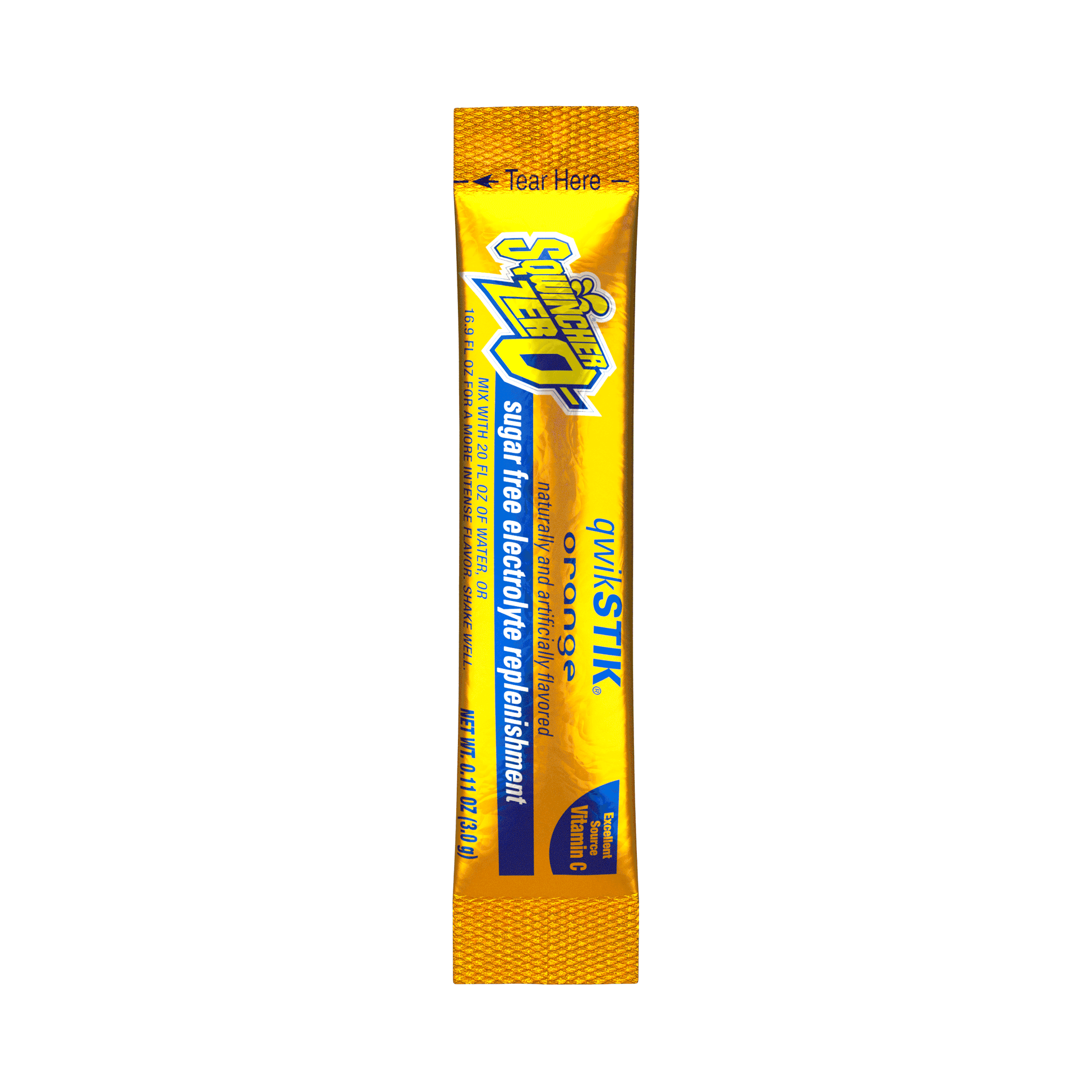 Sqwincher Qwik Stik Zero Sugar Free Single Serve 20 oz Yield Packs - Orange - 50/Bag - 159060100