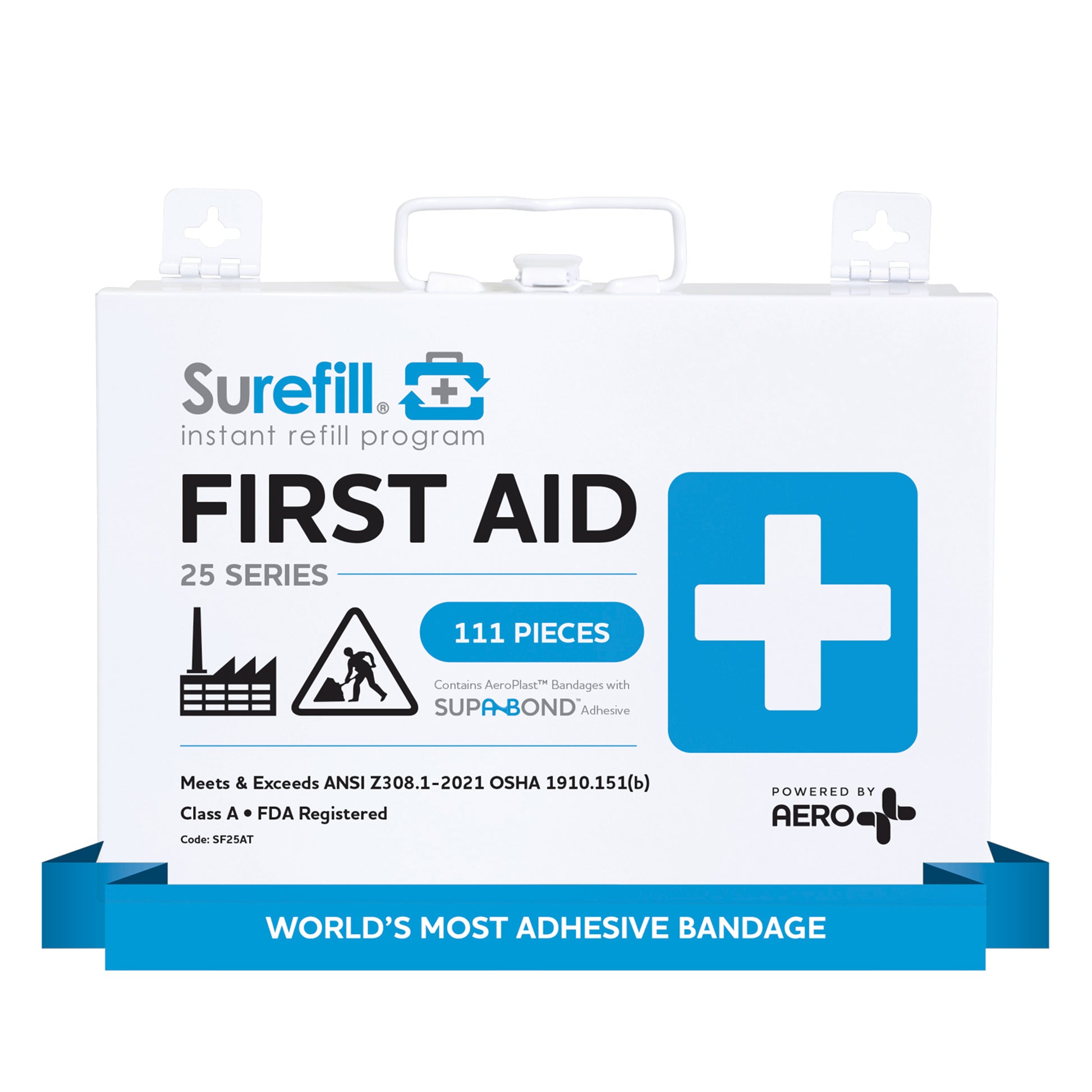 AERO SUREFILL 25 ANSI 2021 A+ First Aid Kit - Metal Case  - SF25AT