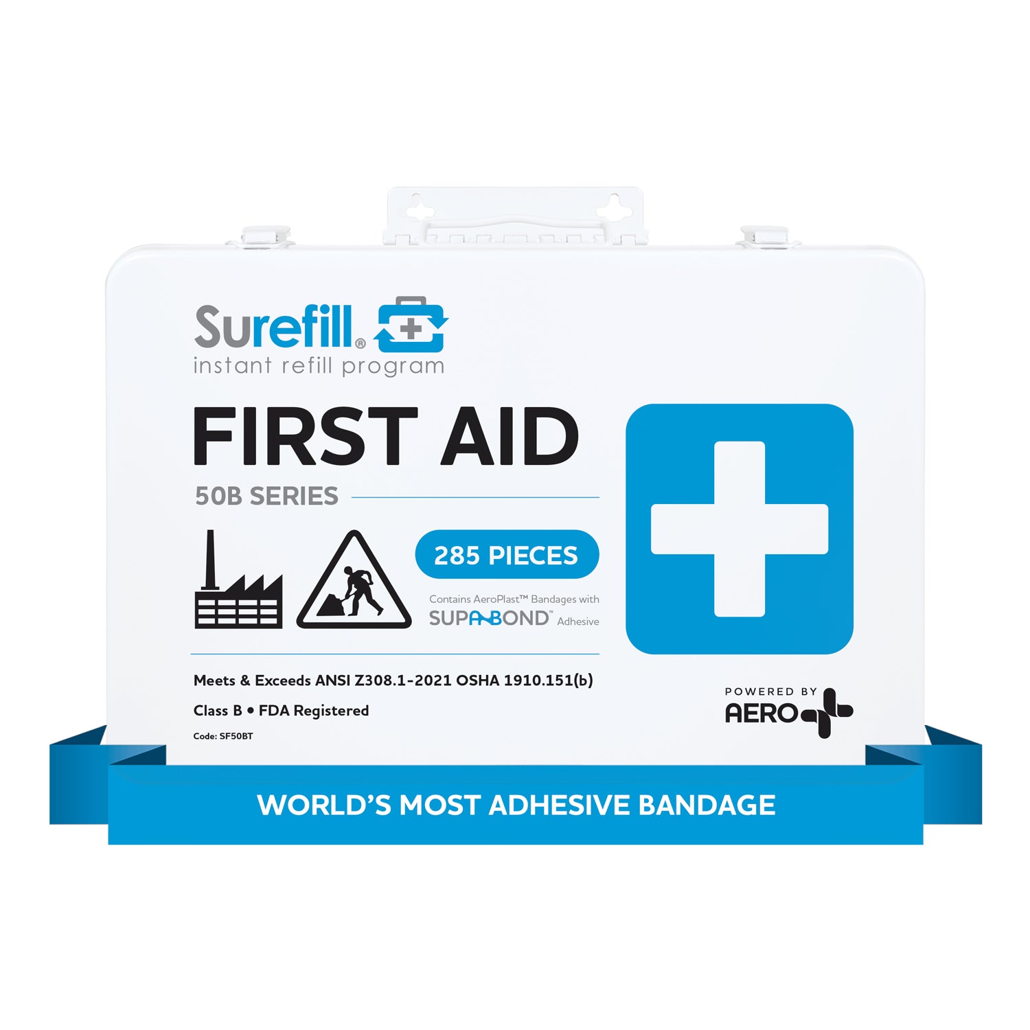 AERO SUREFILL 50 ANSI 2021 B First Aid Kit - Metal Case - SF50BT