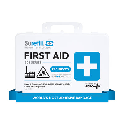 AERO SUREFILL 50 ANSI 2021 B First Aid Kit - Weatherproof Plastic Case - SF50BW