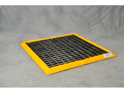 Justrite SpillNEST - 4 Drum Square - Includes Grate - Yellow - T8103G