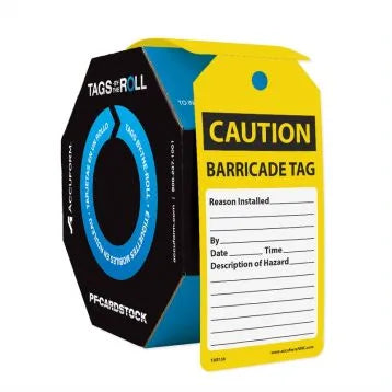 OSHA Caution Tags By-The-Roll: Barricade Tag PF-Cardstock 250/Roll - TAR160
